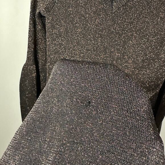 Current Air Black & Gold Shimmer Long Sleeve Bubble Waist Dress Women's Large - Picture 5 of 10